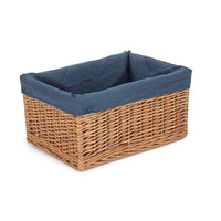 Red Hamper Double Steamed Navy Cotton Lined Willow Storage Basket