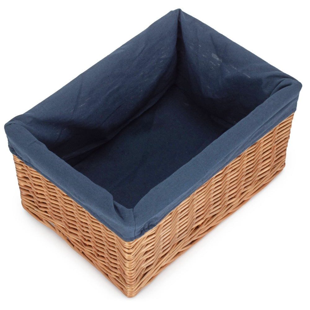 Red Hamper Double Steamed Navy Cotton Lined Willow Storage Basket