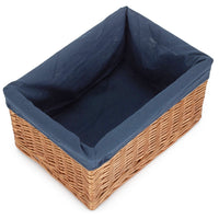 Red Hamper Double Steamed Navy Cotton Lined Willow Storage Basket