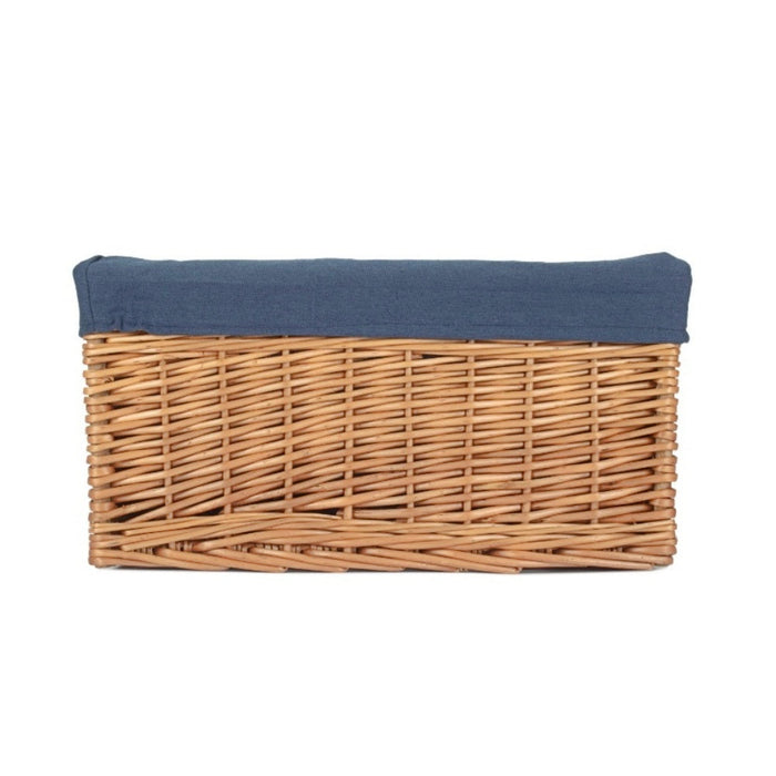 Double Steamed Navy Cotton Lined Willow Storage Basket