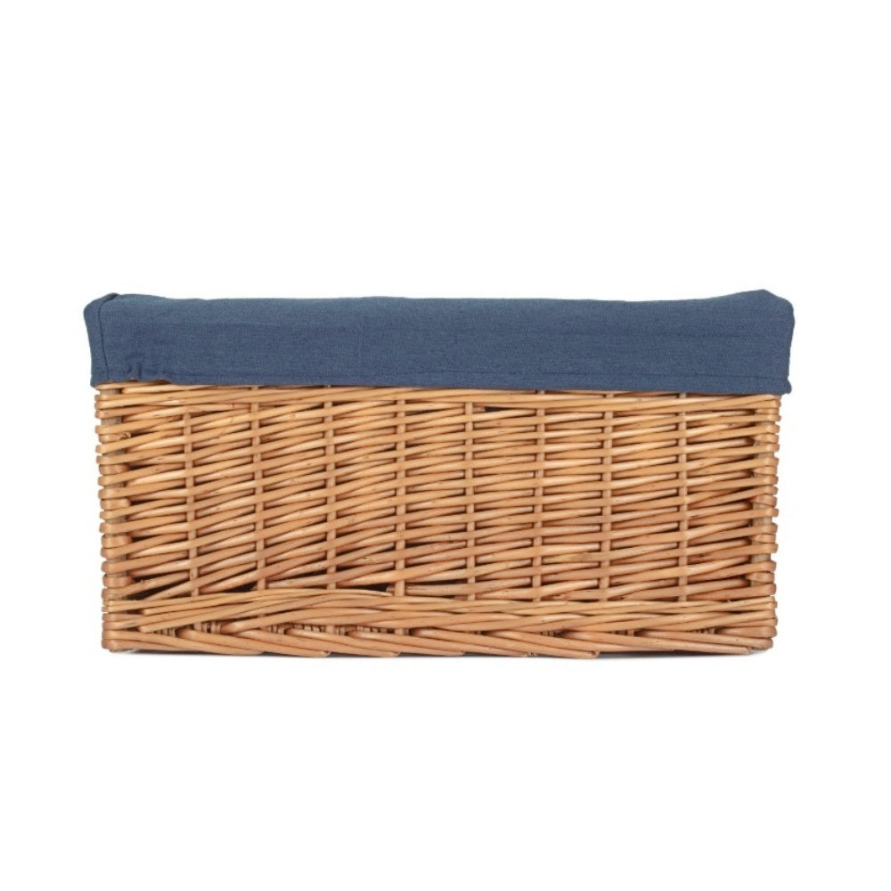 Red Hamper Double Steamed Navy Cotton Lined Willow Storage Basket