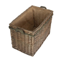 Red Hamper Rectangular Rope Handled Wicker Log Basket