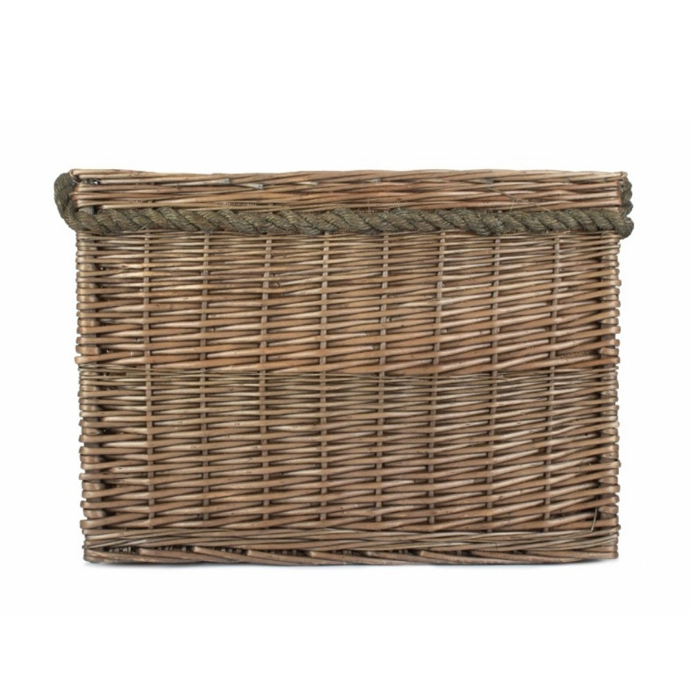 Red Hamper Rectangular Rope Handled Wicker Log Basket
