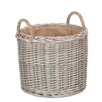 Red Hamper Round Lined Straight-Sided Wicker Log Basket