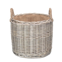 Red Hamper Round Lined Straight-Sided Wicker Log Basket