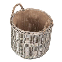 Red Hamper Round Lined Straight-Sided Wicker Log Basket