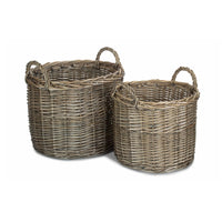 The Willow Basket Round Straight-Sided Wicker Log Storage Basket