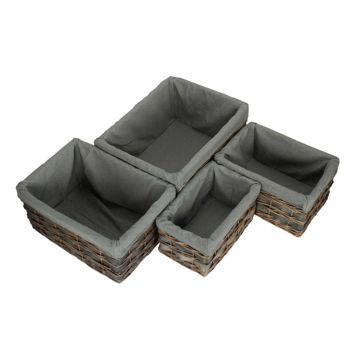 Red Hamper Grey Scandi Storage Basket With Grey Lining