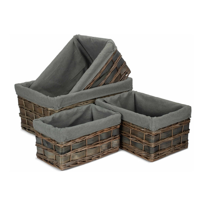 Red Hamper Grey Scandi Storage Basket With Grey Lining