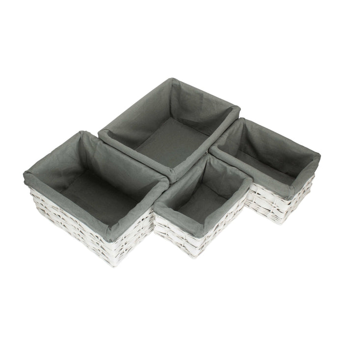 Red Hamper White Grey LinedScandi Storage Basket With Grey Lining