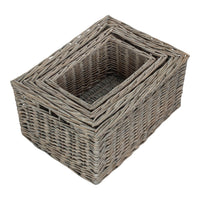Grey Wash Unlined Willow Storage Baskets