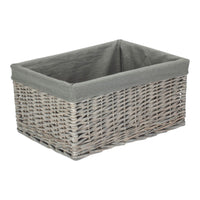 Grey Wash Grey Cotton Lined Willow Storage Baskets