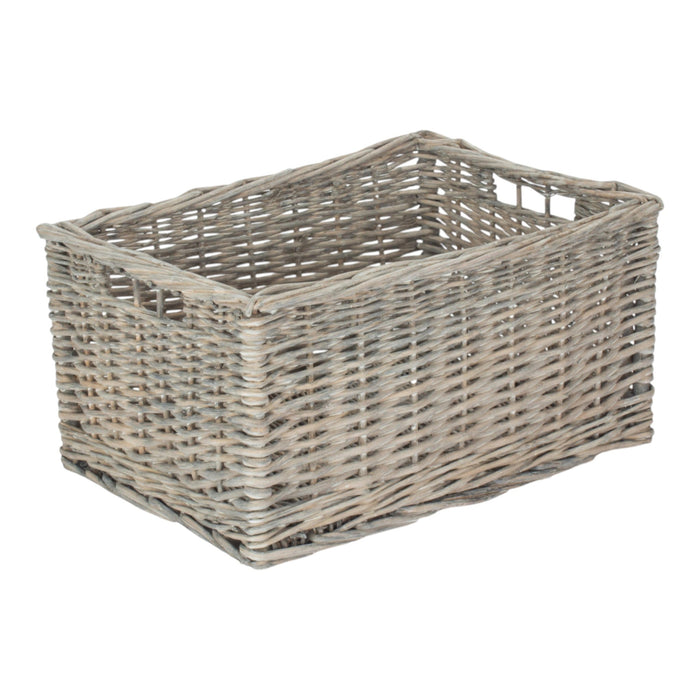 Grey Wash Unlined Willow Storage Baskets