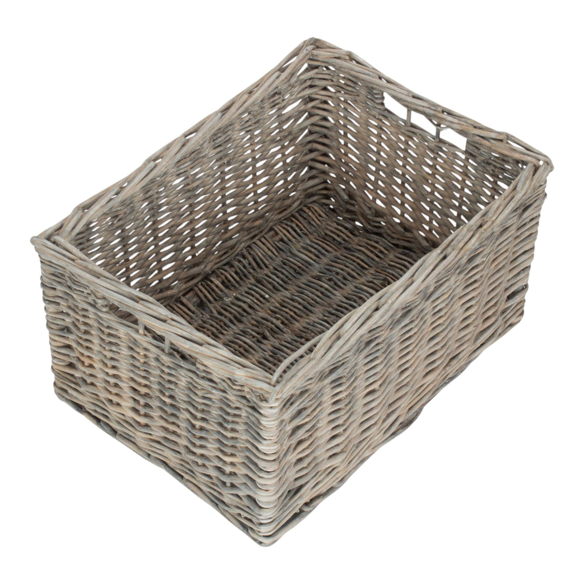 Grey Wash Unlined Willow Storage Baskets