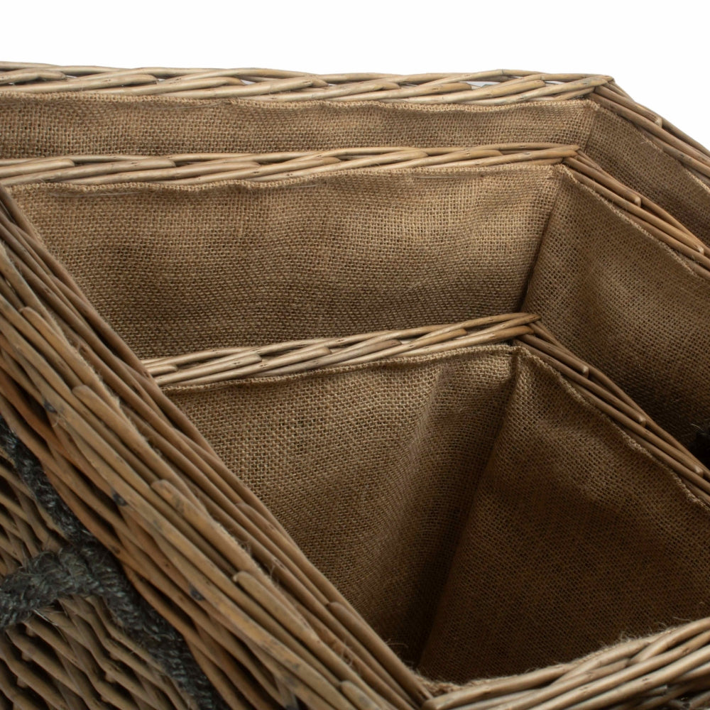 Red Hamper Antique Wash Square Storage Log Basket