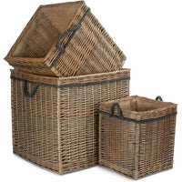 Red Hamper Antique Wash Square Storage Log Basket