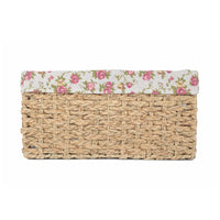 Red Hamper Thatch Grass Woven Storage Basket with Garden Rose Cotton Lining