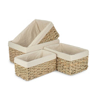 Red Hamper Thatch Grass Woven Storage Basket with White Cotton Lining