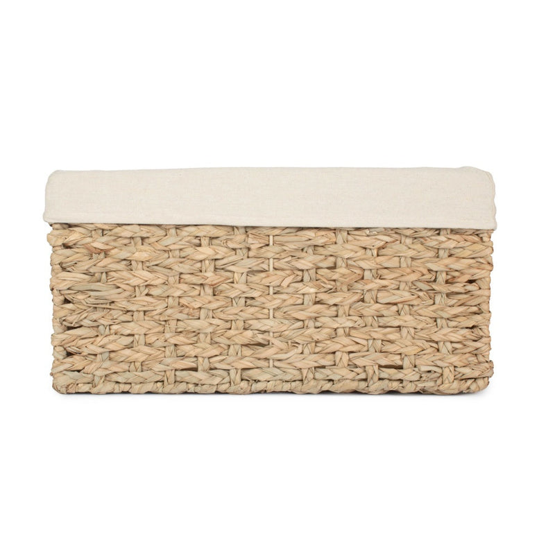 Thatch Grass Woven Storage Basket with White Cotton Lining