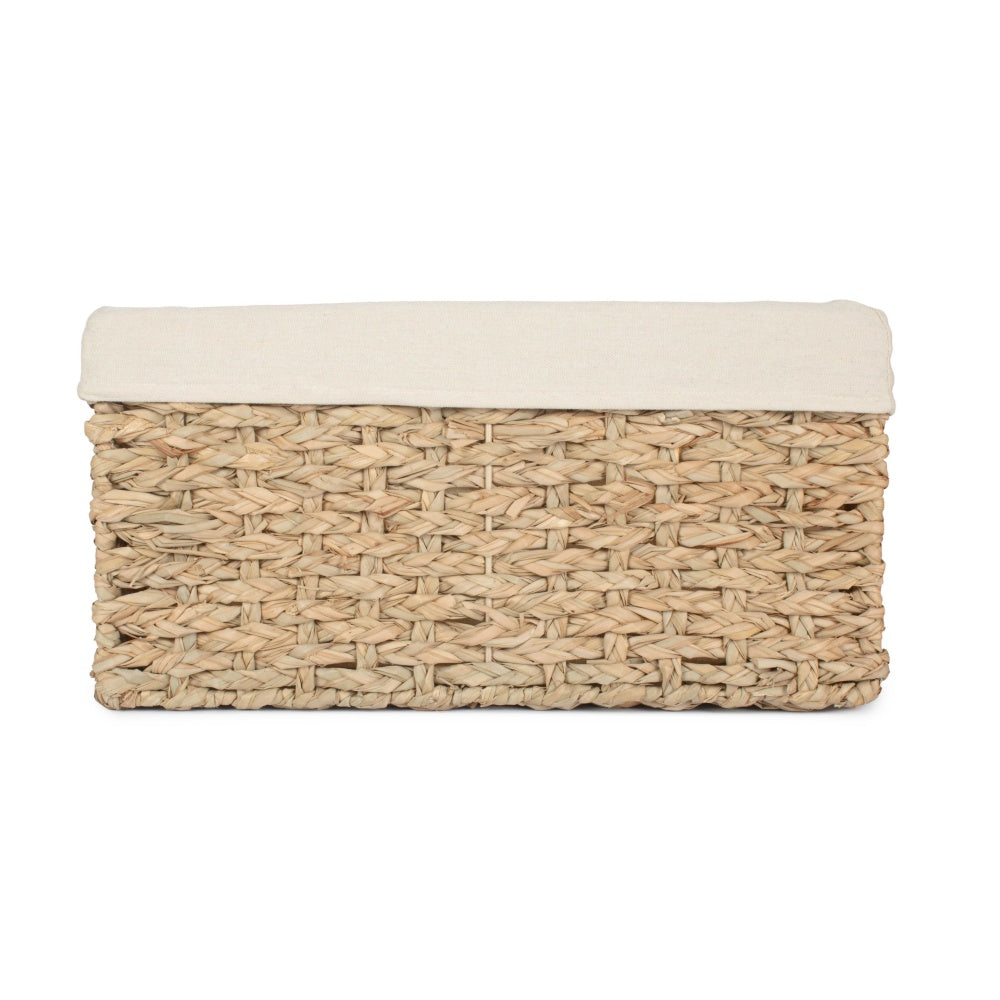 Red Hamper Thatch Grass Woven Storage Basket with White Cotton Lining