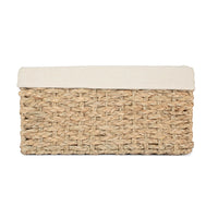 Red Hamper Thatch Grass Woven Storage Basket with White Cotton Lining