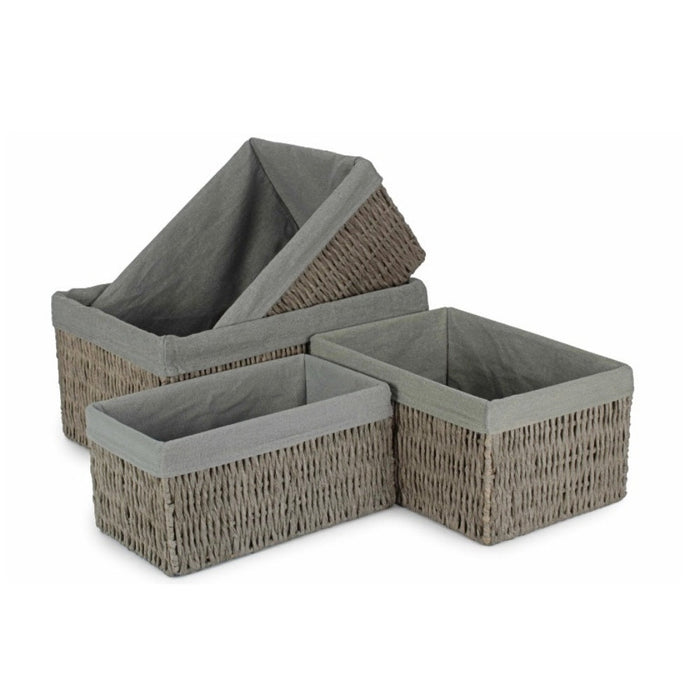 Red Hamper Grey Paper Rope Storage Basket with Grey Cotton Lining