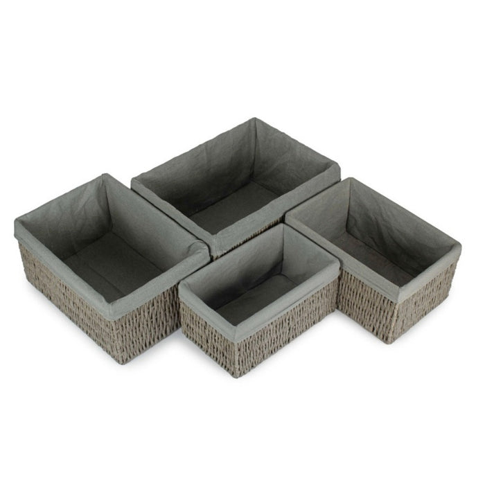 Red Hamper Grey Paper Rope Storage Basket with Grey Cotton Lining