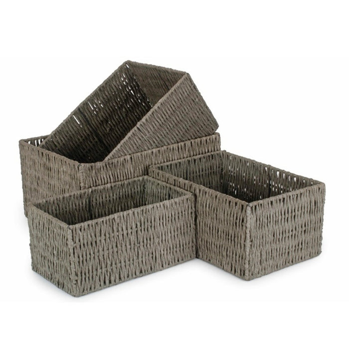 Red Hamper Grey Paper Rope Storage Basket