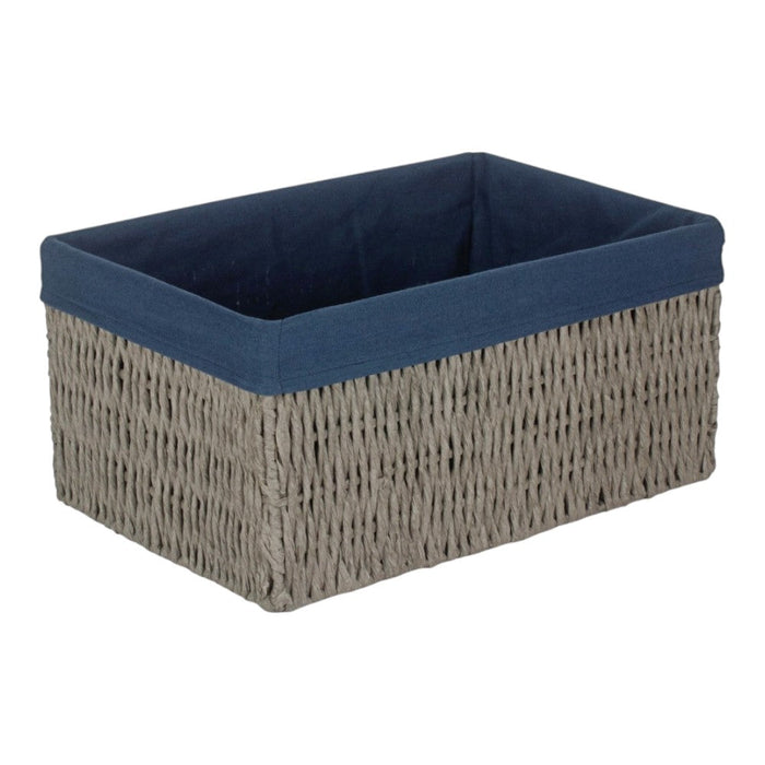 Red Hamper Navy Blue Paper Rope Storage Basket with Navy Blue Cotton Lining