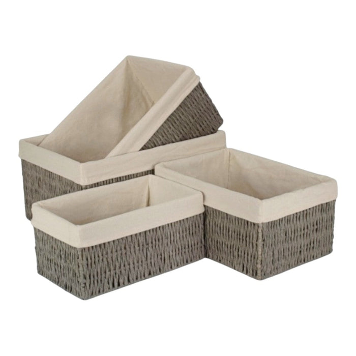 Red Hamper White Cotton Paper Rope Storage Basket with White Cotton Lining