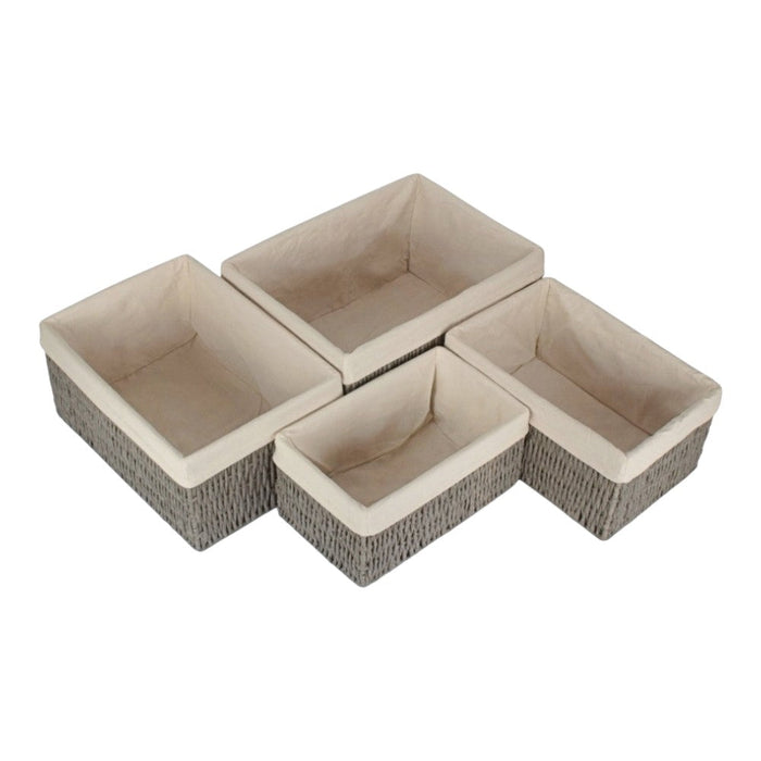 Red Hamper White Cotton Paper Rope Storage Basket with White Cotton Lining