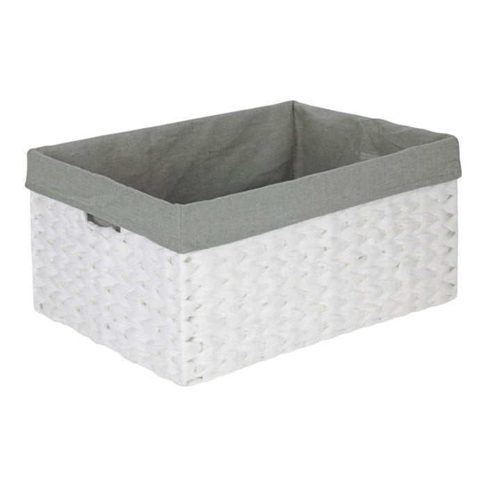 Red Hamper White Paper Rope Rectangular Storage Basket with Grey Cotton Lining