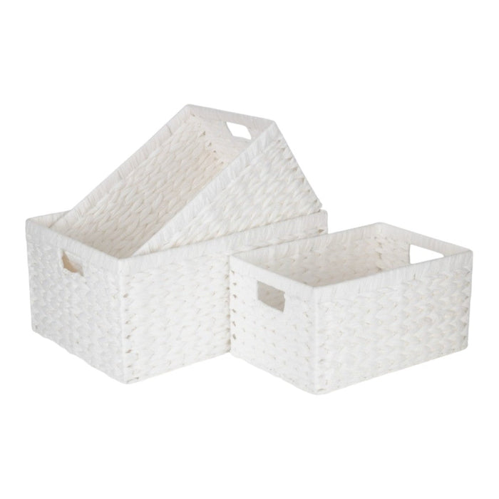Red Hamper White Paper Rope Rectangular Storage Basket