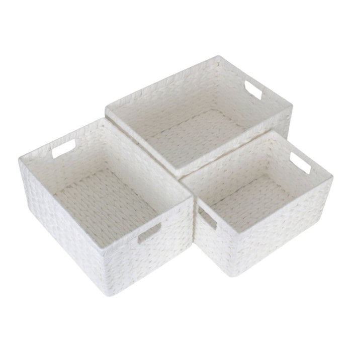Red Hamper White Paper Rope Rectangular Storage Basket