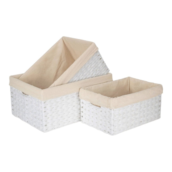 Red Hamper White Paper Rope Rectangular Storage Basket with White Cotton Lining