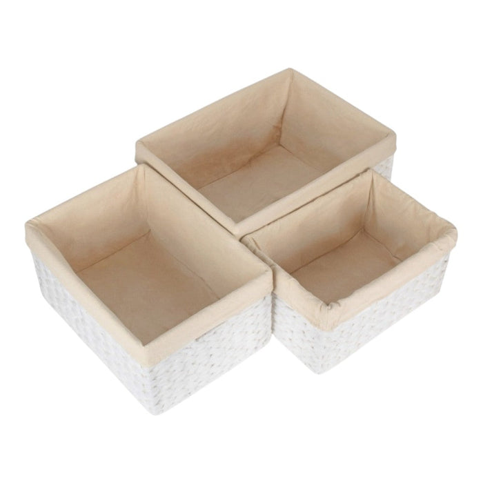 Red Hamper White Paper Rope Rectangular Storage Basket with White Cotton Lining
