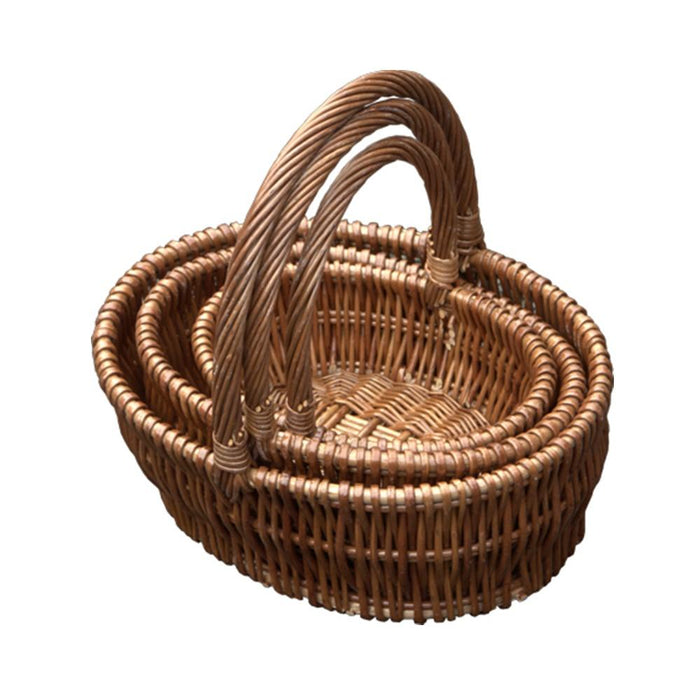 Red Hamper Set of 3 Oval Gift Shopping Baskets