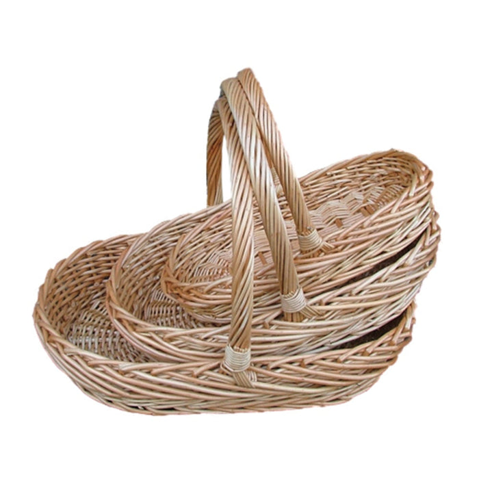 Red Hamper Set of 3 Oval Buff Wicker Garden Trug