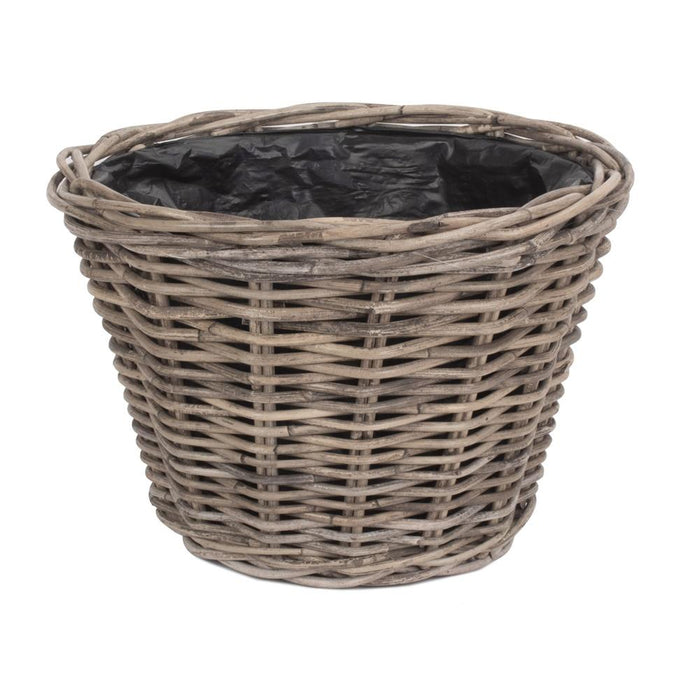 Red Hamper Tapered Rattan Round Planter with Plastic Lining