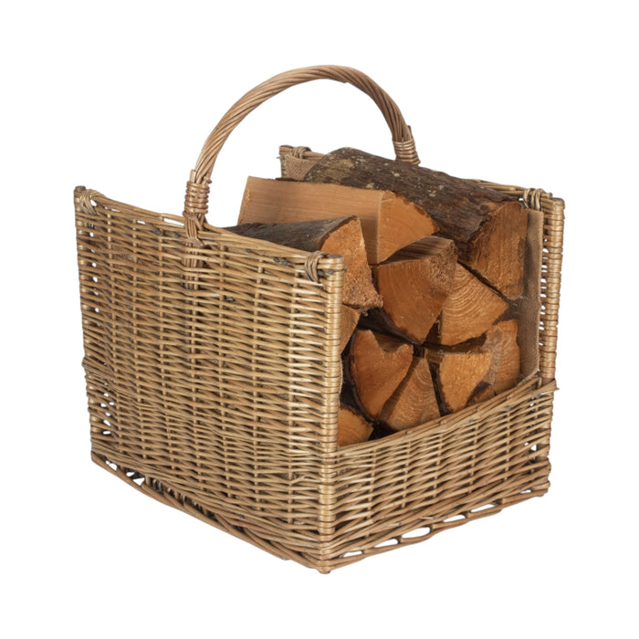 Antique Wash Open End Wicker Basket