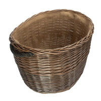 Red Hamper Oval Hessian Lined Wicker Log Basket
