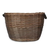 Red Hamper Oval Hessian Lined Wicker Log Basket