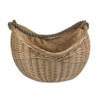 Red Hamper Antique Wash Rope Handled Wicker Carrying Basket