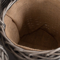 Red Hamper Round Antique Wash Finish Wicker Lined Wicker Log Basket