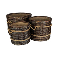 Round Hessian Lined Heritage Rope Lined Log Basket
