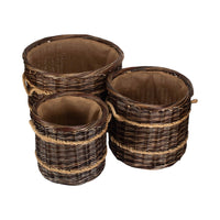 Red Hamper Round Hessian Lined Heritage Rope Lined Log Basket