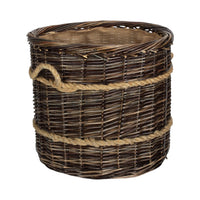 Round Hessian Lined Heritage Rope Lined Log Basket