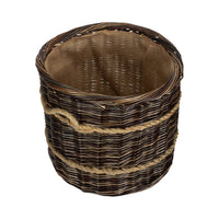 Red Hamper Round Hessian Lined Heritage Rope Lined Log Basket