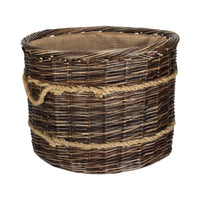 Round Hessian Lined Heritage Rope Lined Log Basket