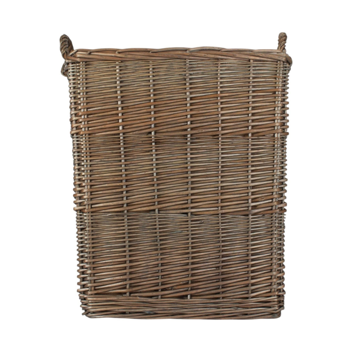 Tall Square Lined Wicker Log Basket With Hessian Lining